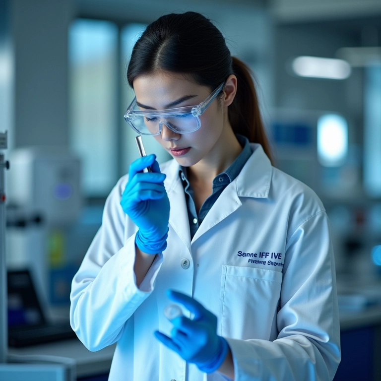 Cientista medindo a depressão do ponto de congelamento em laboratório.