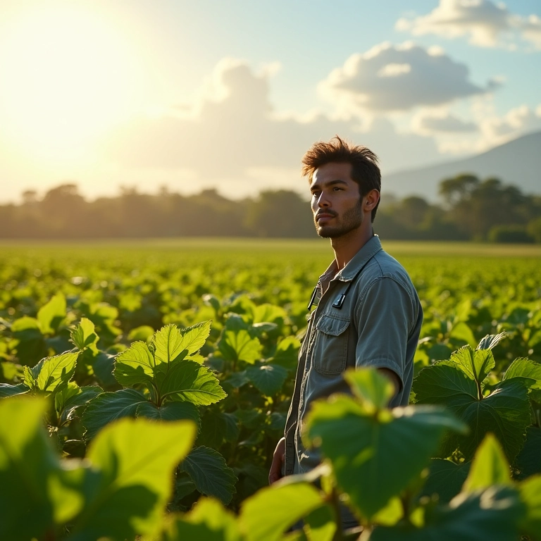 Cientista pesquisando safras geneticamente modificadas na agricultura