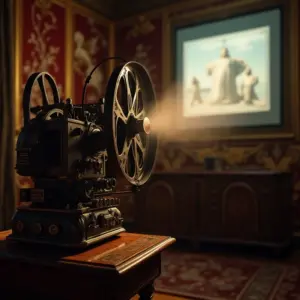 Quando Foi A Criação Do Cinema Pelos Irmãos Lumière A Sétima Arte Nasce Cinematógrafo antigo projetando filme em Paris na Belle Époque.