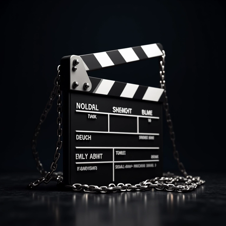 Claquete de filme com correntes simbolizando o impacto dos spoilers na indústria.