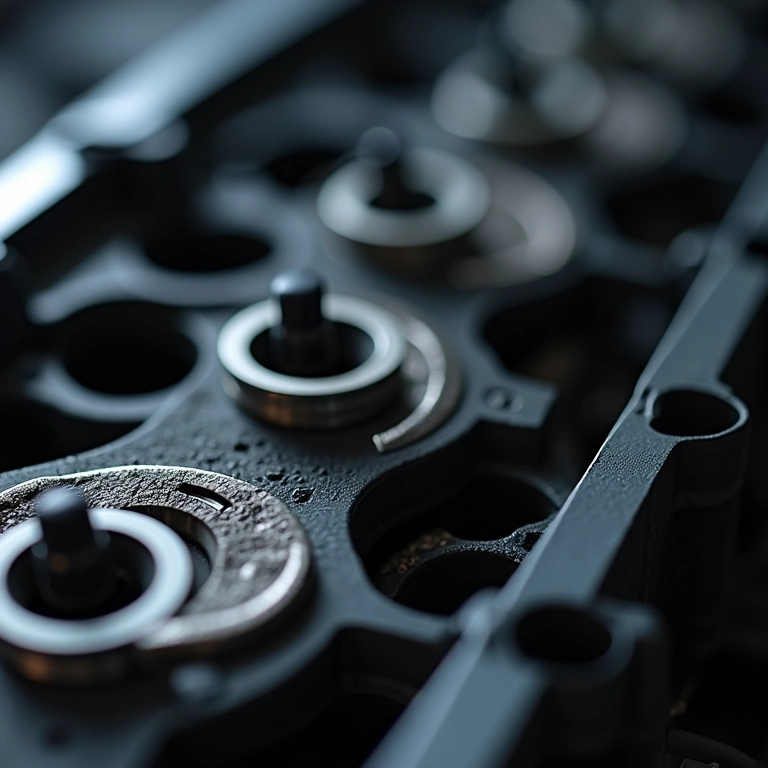 Close-up da junta do cabeçote, mostrando sua importância na vedação da câmara de combustão.