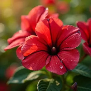 Close-up de flores de impatiens vibrantes em jardim brasileiro.