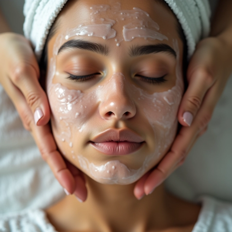 Close-up de limpeza profunda da pele em casa.