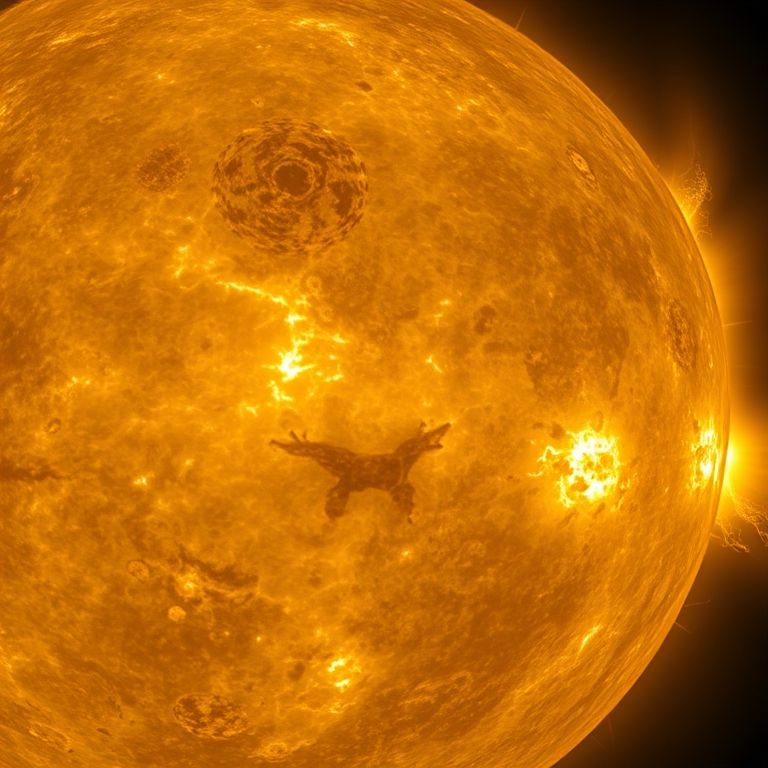 Close-up de manchas solares na superfície do sol.