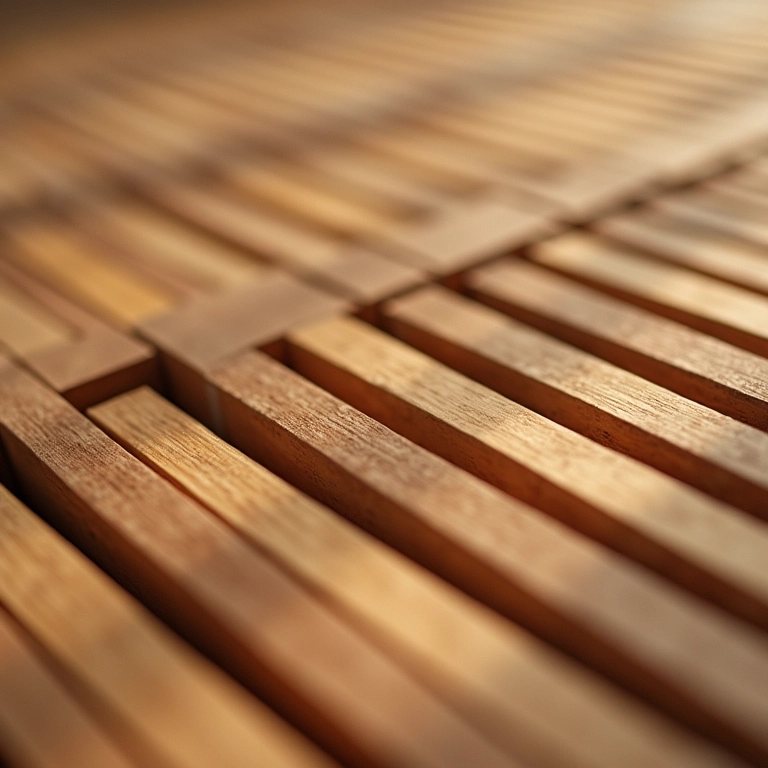 Close-up de ripado de madeira com espaçamento variado.