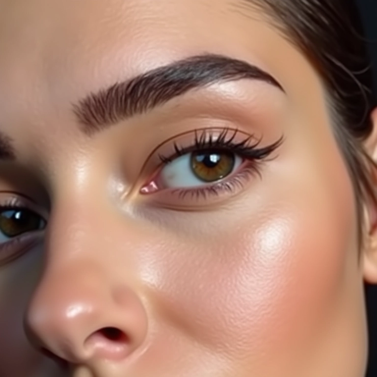 Close-up de sobrancelhas bem definidas em mulher.