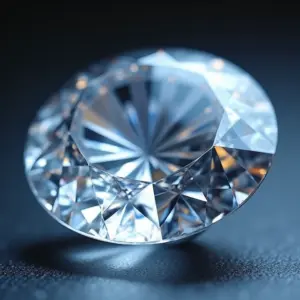 Close-up deslumbrante de um diamante perfeito, revelando sua estrutura atômica impecável.