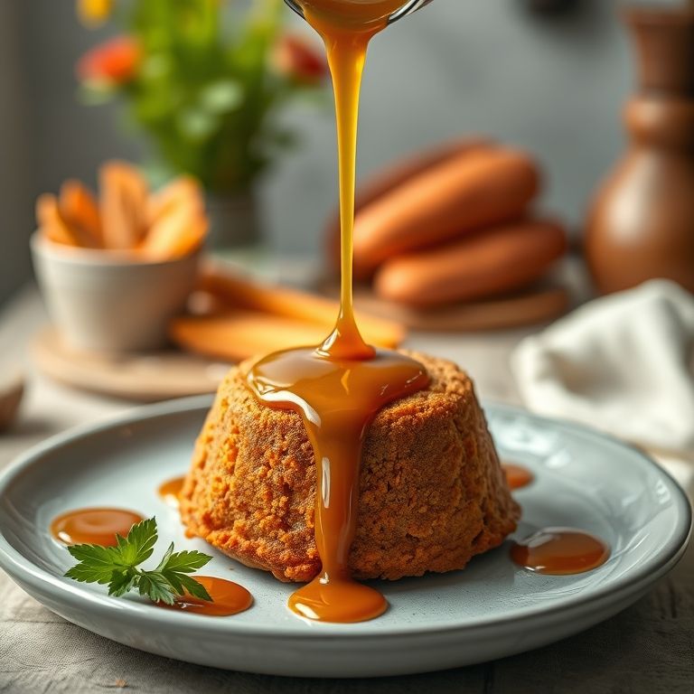 Cobertura de caramelo em bolo.