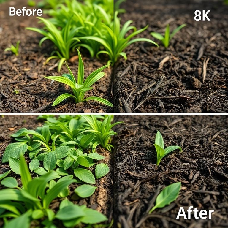 Cobertura morta eliminando ervas daninhas na horta.