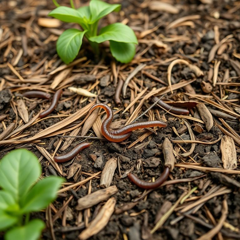 Cobertura morta orgânica nutrindo o solo da horta.
