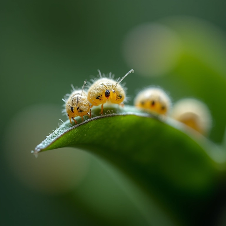 Cochonilhas em folha de suculenta.