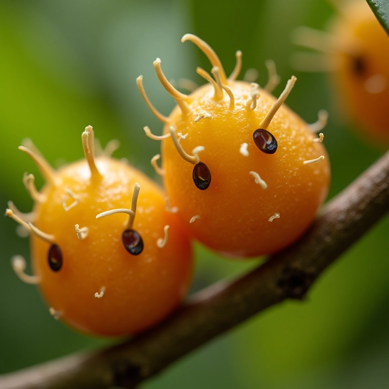 Cochonilhas em haste de maracujá.