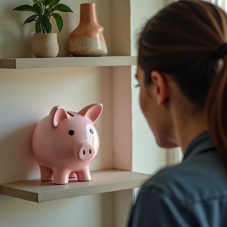 Cofrinho vazio na estante, simbolizando a falta de investimento.