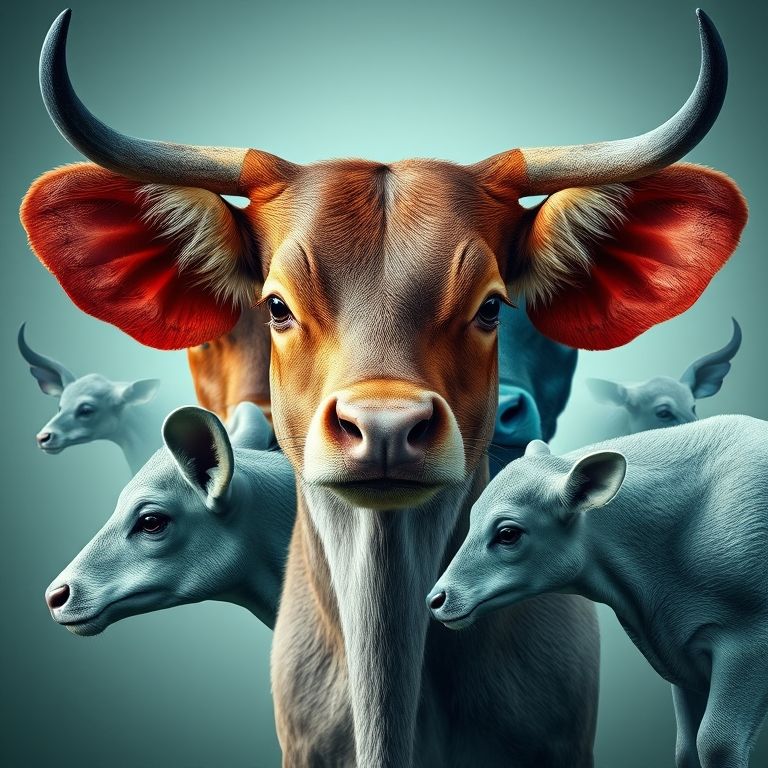 Colagem de animais com diferentes cores de sangue (vermelho, azul, verde).