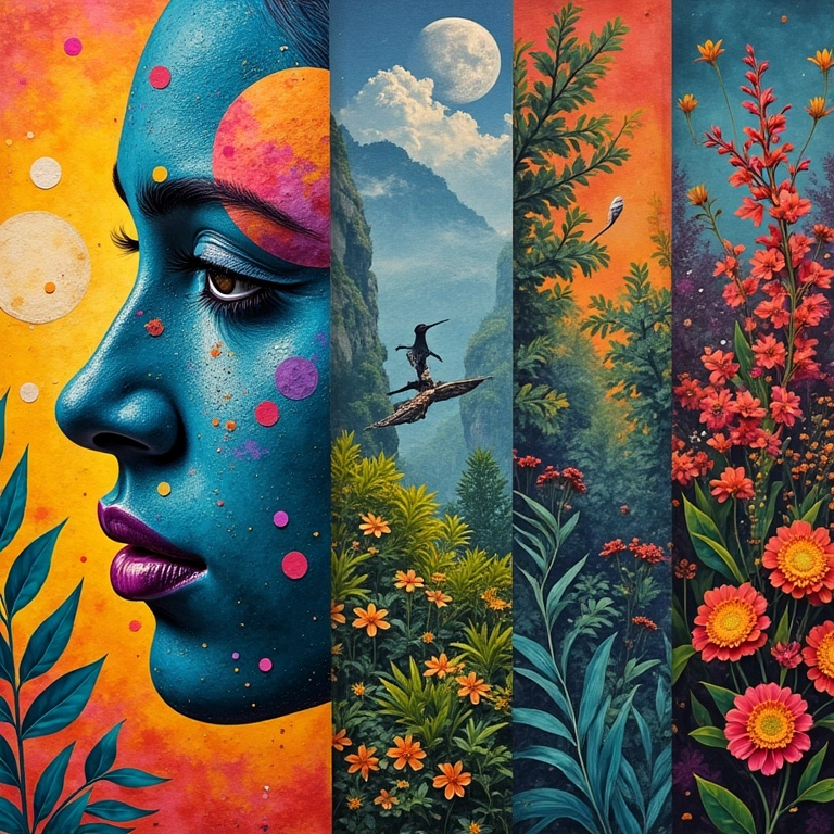 Colagem de paixões, representando múltiplos Ikigai.