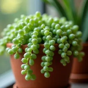 Colar de Pérolas exuberante em vaso de barro.