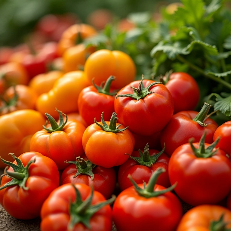 Colheita abundante de vegetais vibrantes e maduros.