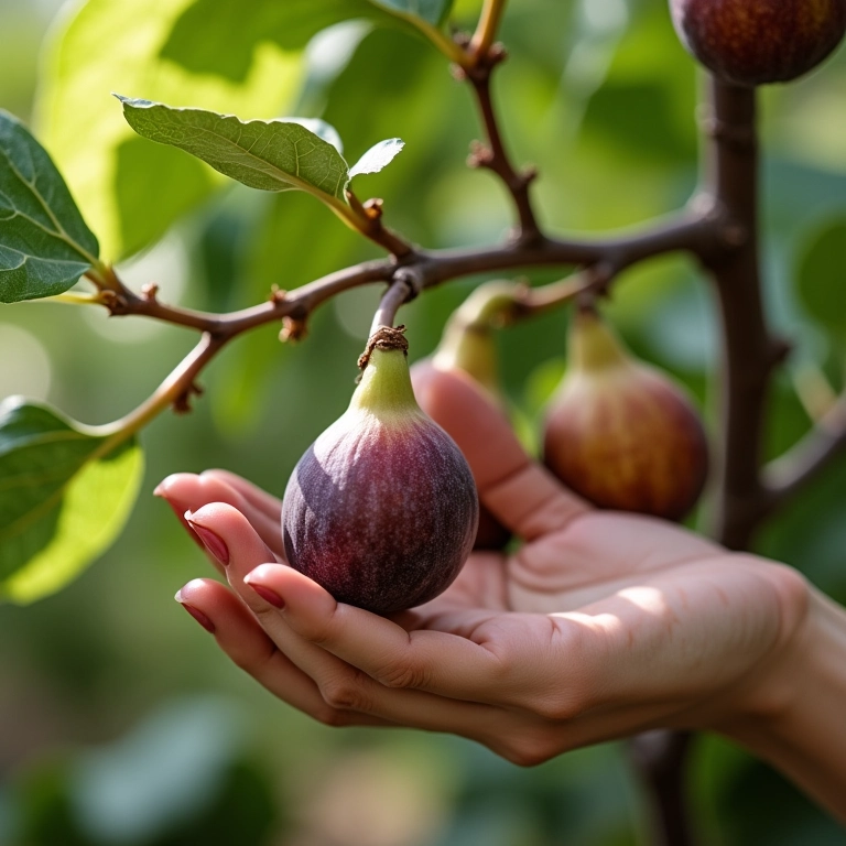 Colheita de figos maduros em um vaso.