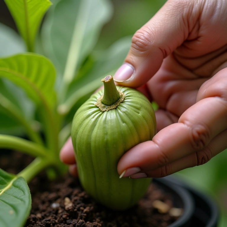 Colheita do inhame da costa em vaso.