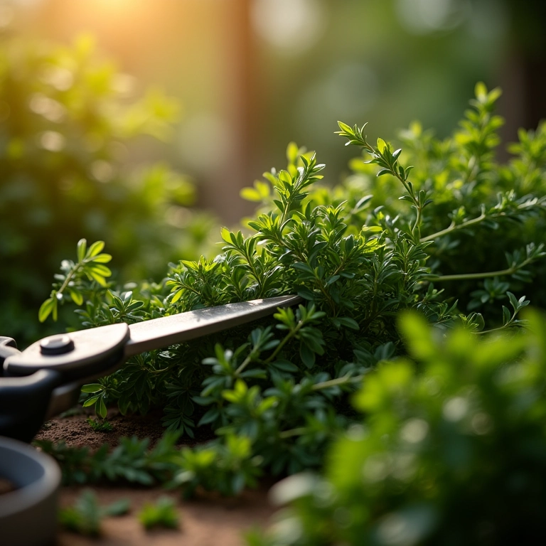 Colhendo o tomilho no momento ideal.