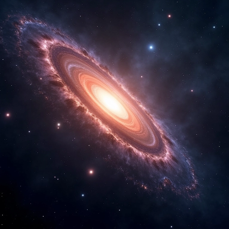 Colisão de galáxias, mostrando interação gravitacional e distorção.