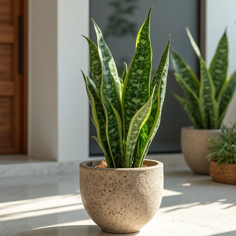 Comigo-ninguém-pode perto da entrada da casa, protegendo o lar.