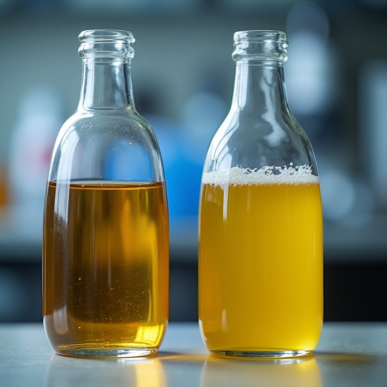 Comparação entre gasolina comum e gasolina de aviação.