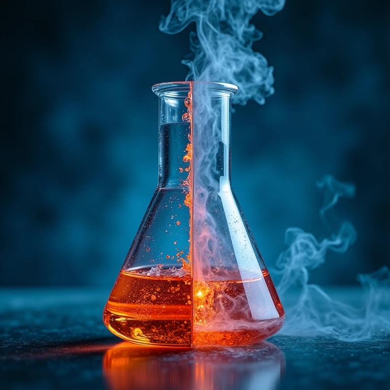 Comparativo entre experimento físico e reação química.