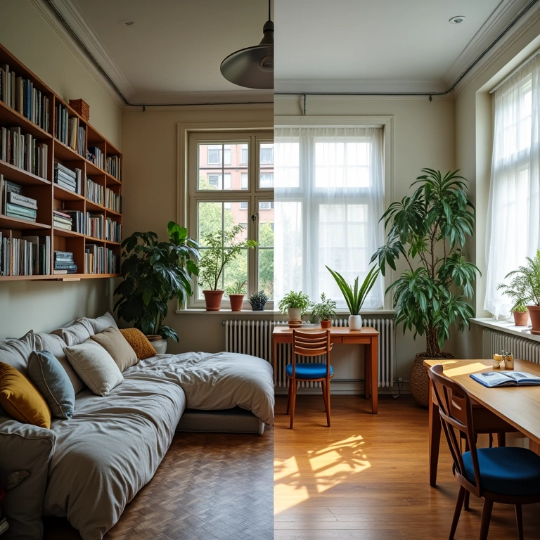 Comparativo entre república tradicional e coliving moderno, mostrando as diferenças entre os dois.