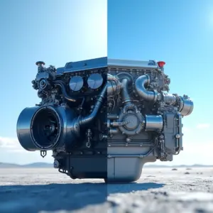 Comparativo visual entre um motor aspirado e um motor turbo.