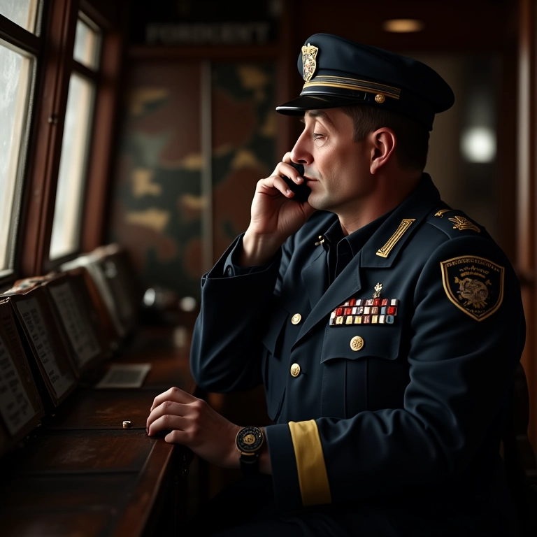 Comunicação em situação de emergência utilizando código Morse em um navio.