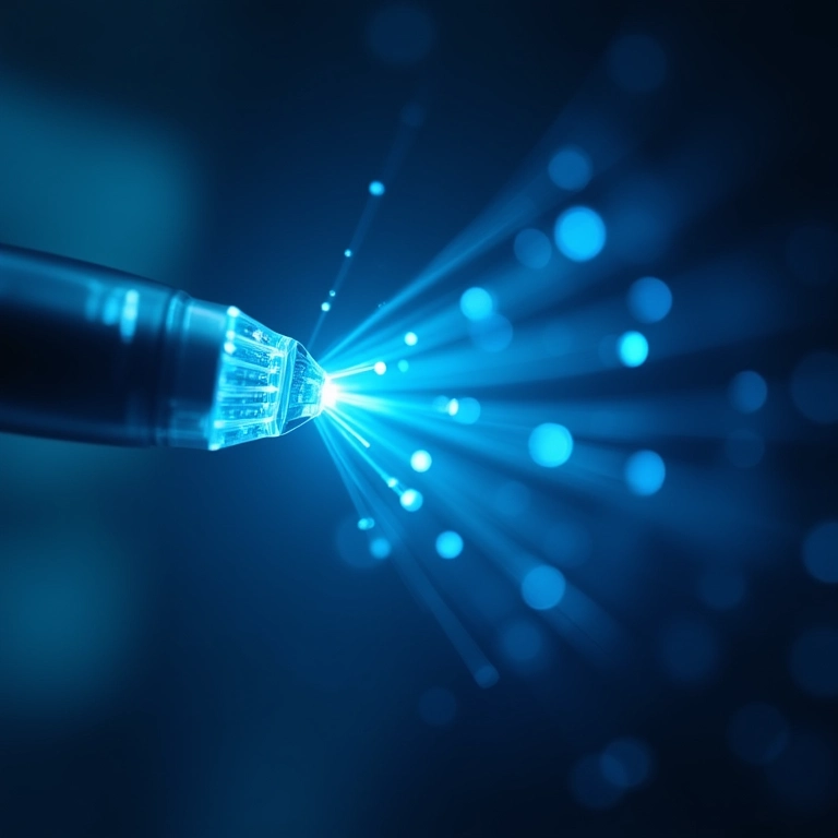 Comunicação por fibra óptica.