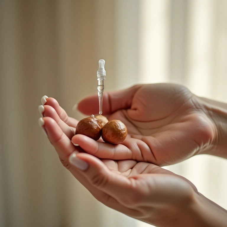 Condicionador comparado ao tamanho de uma avelã.