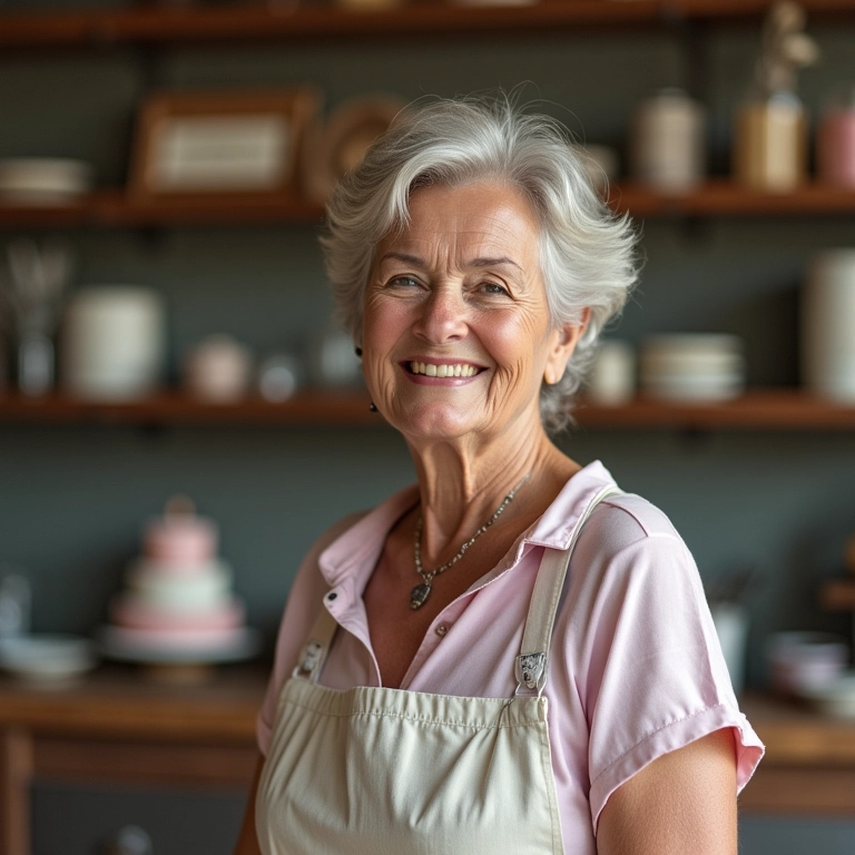 Confeiteira aposentada usufruindo dos benefícios previdenciários.