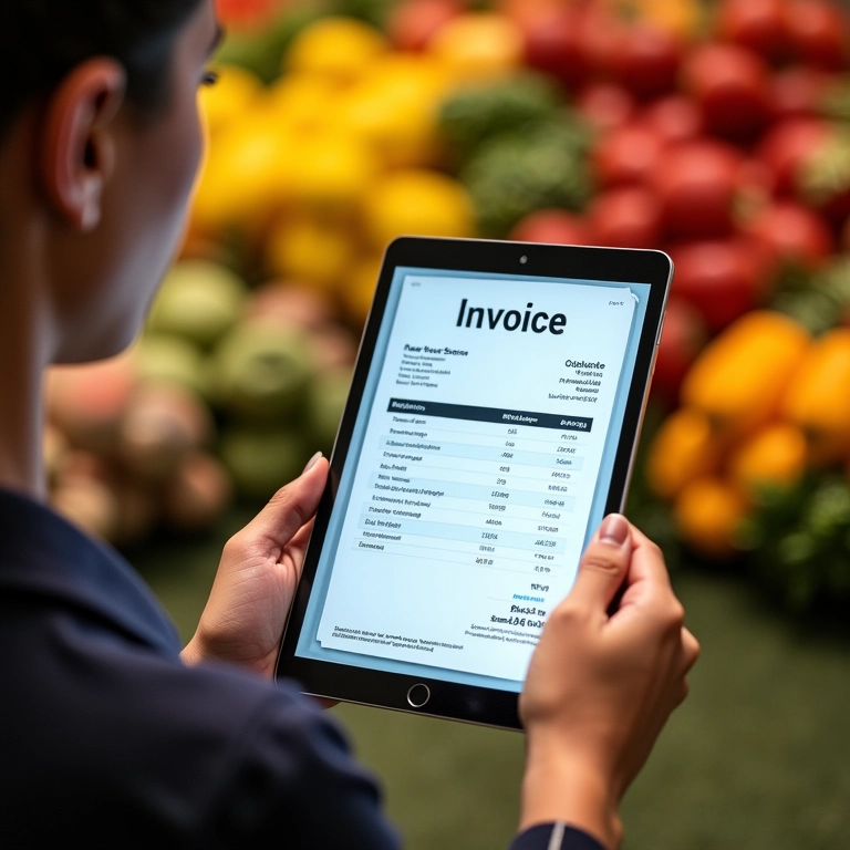 Confeiteira emitindo nota fiscal pelo tablet.