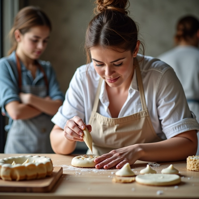 Confeiteira participando de cursos e workshops.