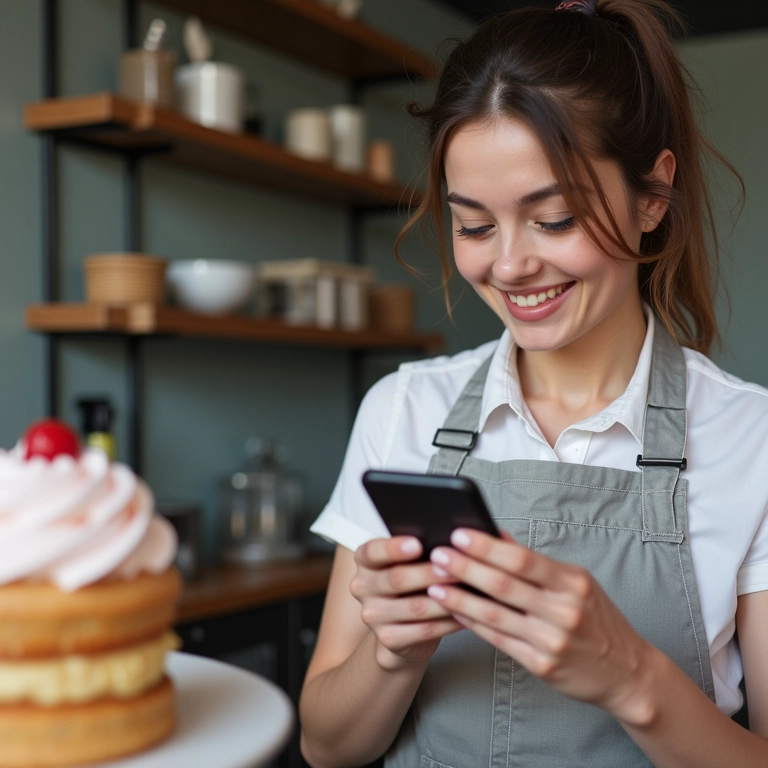 Confeiteira satisfeita com os impostos reduzidos do MEI.