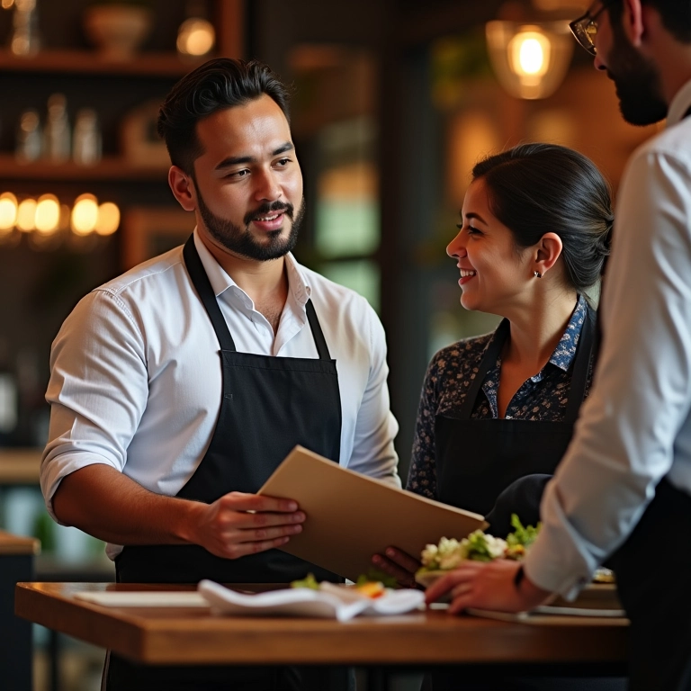 Consultora gastronômica em restaurante brasileiro.