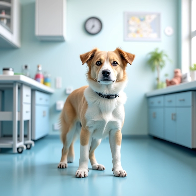 Consultório veterinário com mobiliário funcional e fácil de limpar.