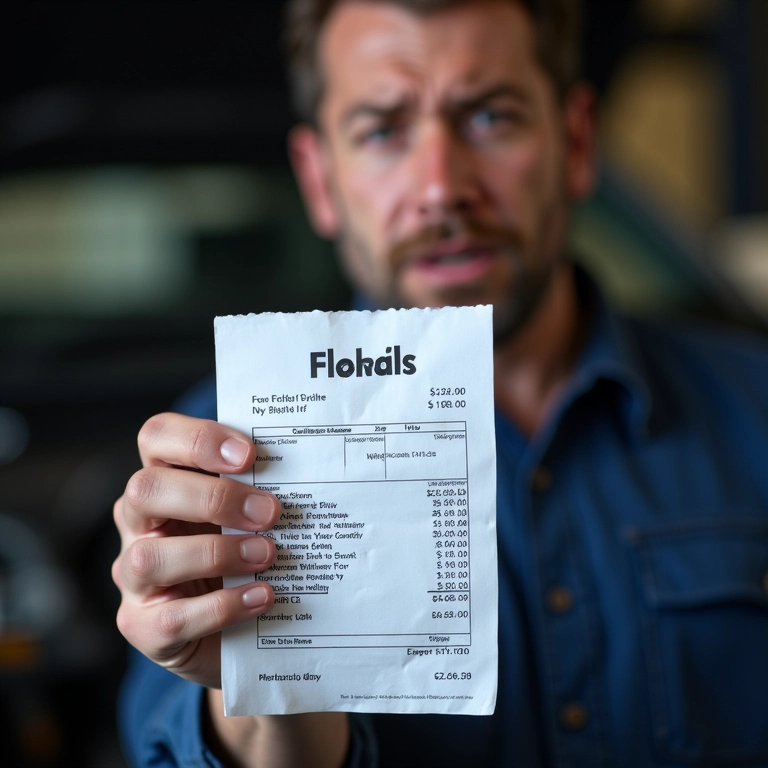 Conta alta de reparo do sistema de freio devido à falta de manutenção.