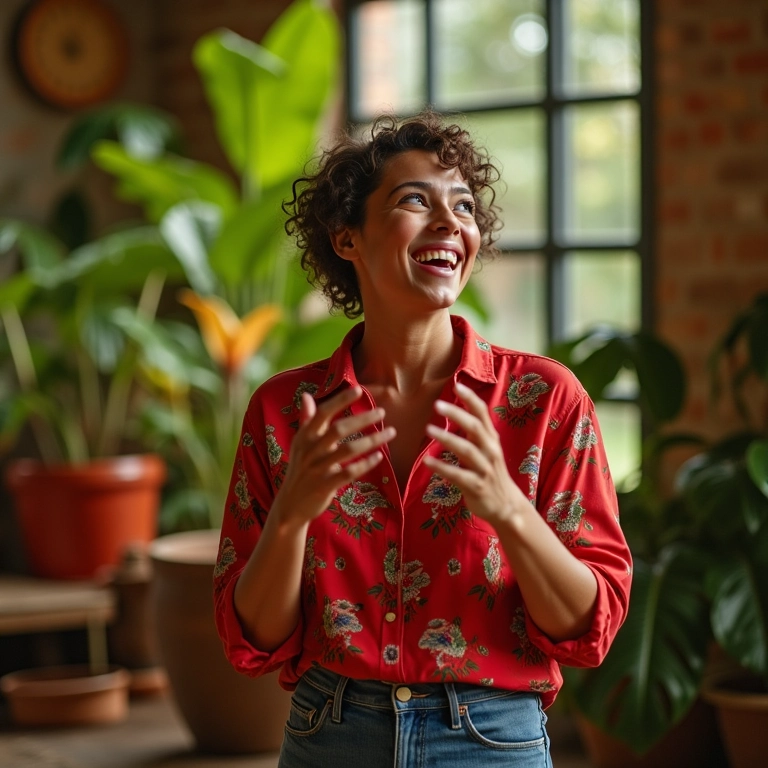 Contador de histórias brasileiro cativando o público.