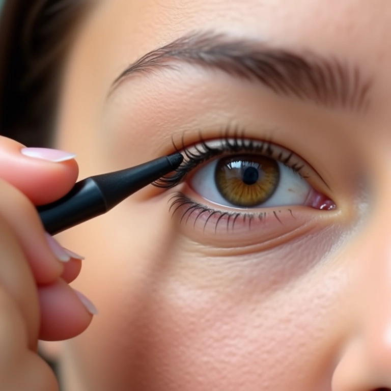 Contorno preciso dos cílios com delineador.