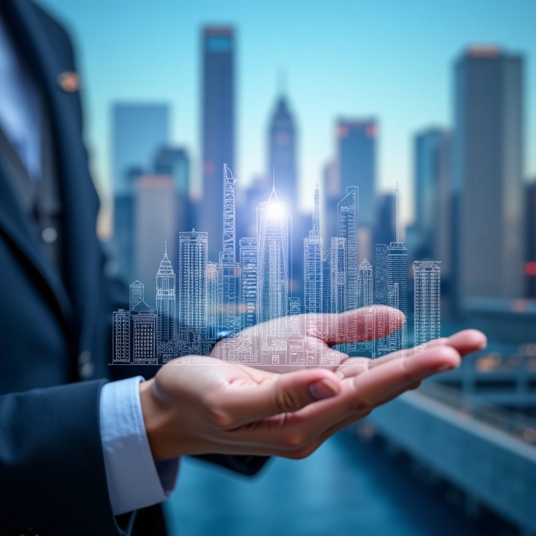 Contrato social e horizonte da cidade, representando o futuro da empresa.