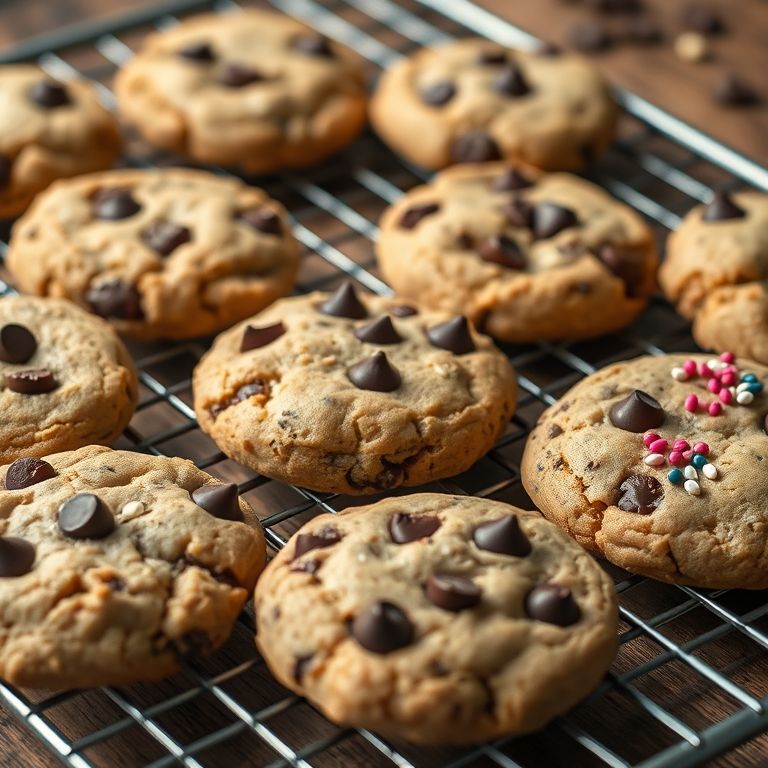 Cookies caseiros crocantes com chocolate e nozes.