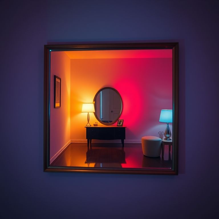 Cor da luz e imagem refletida.