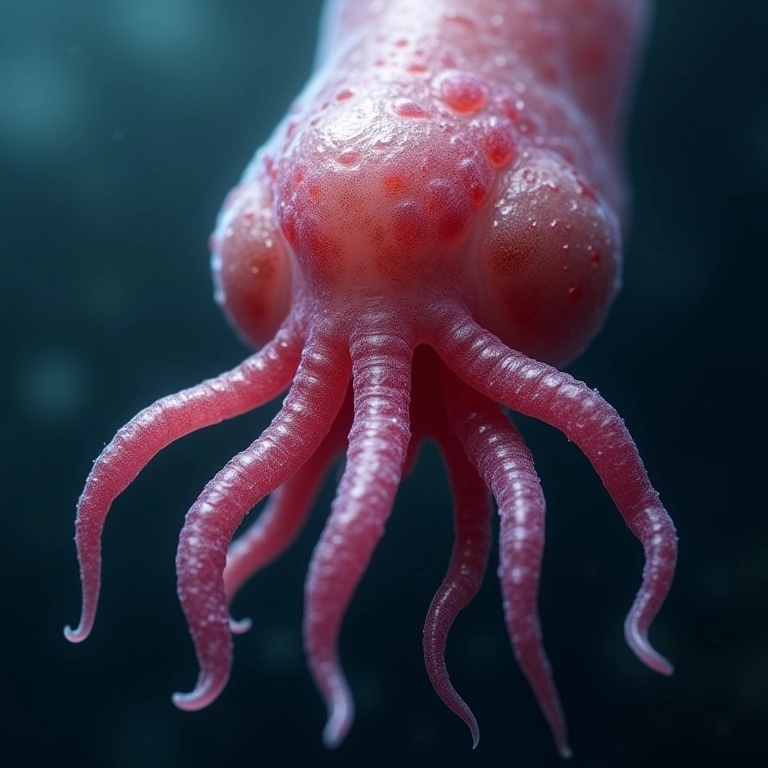 Coração branquial de uma lula bombeando sangue pelas brânquias.