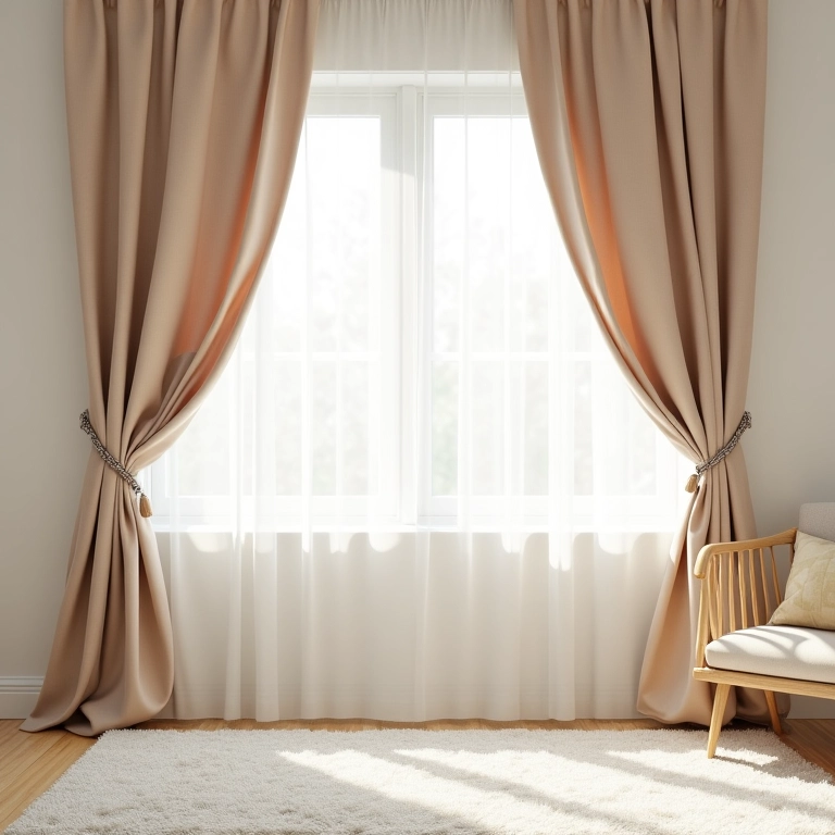 Cores neutras nas cortinas do quarto do bebê, versatilidade e elegância.