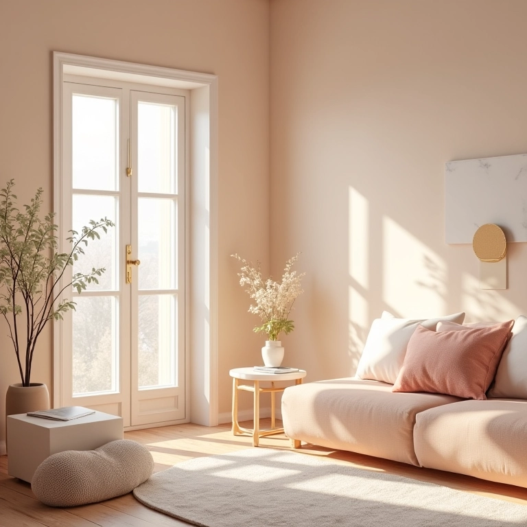 Cores que acalmam e inspiram no interior de uma cabana.