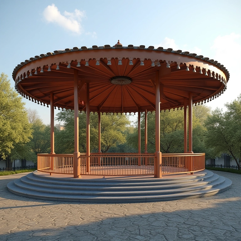 Coreto reformado com estrutura reforçada e guarda-corpos para segurança dos usuários.