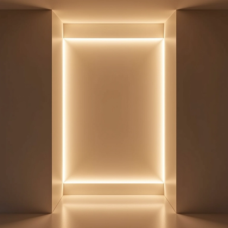 Corredor moderno com rodameio iluminado.